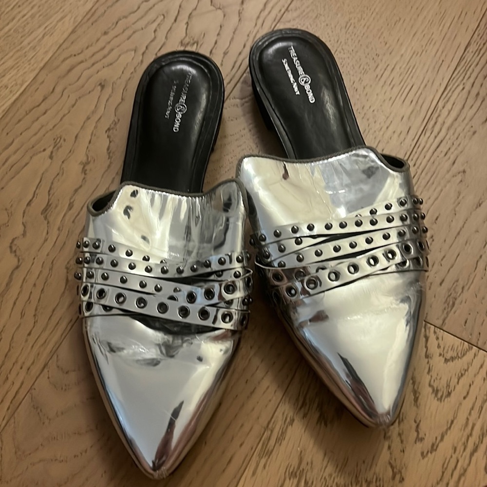 Something Navy silver slides